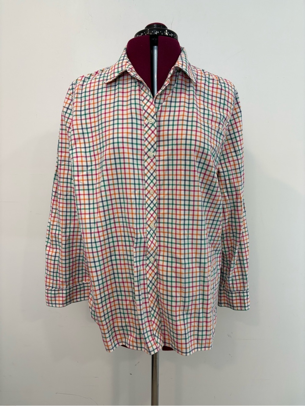 Talbots CottonMulti-Color Plaid Button-Up Shirt XL petite